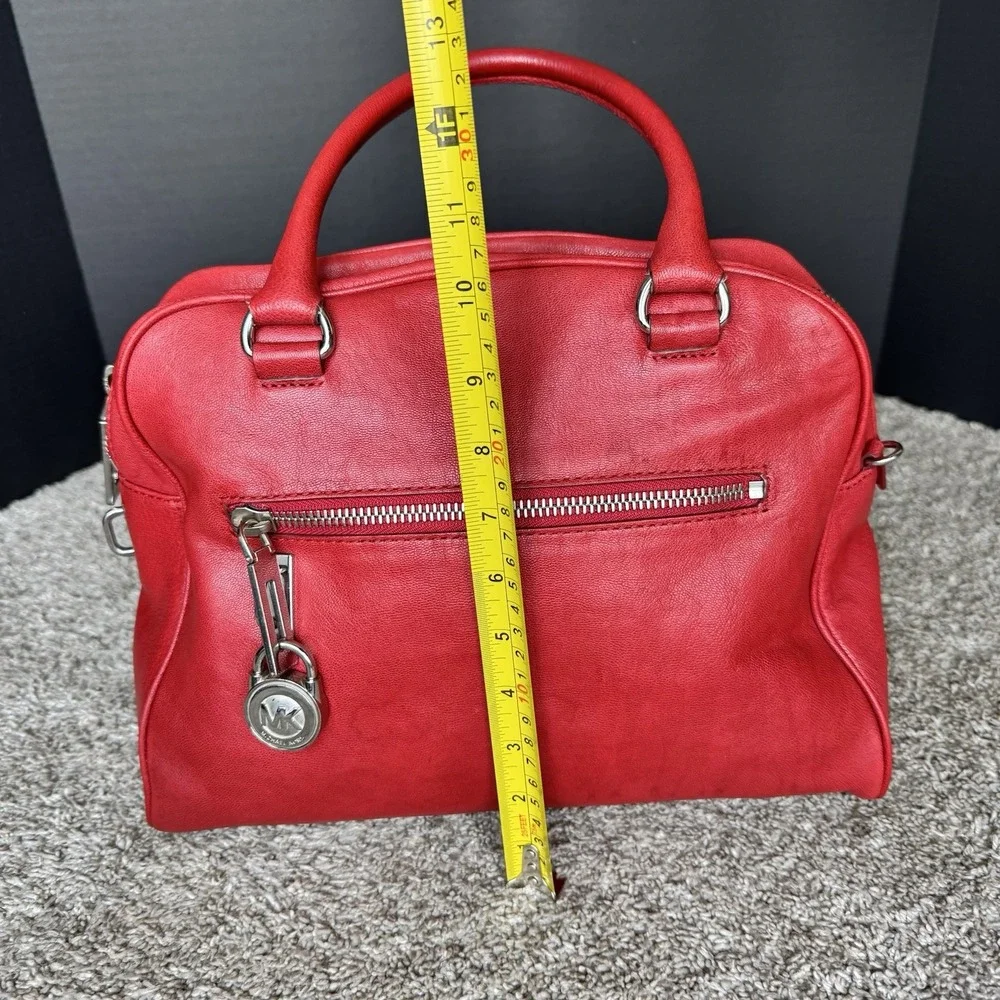 Michael Kors Red Leather Handbag Purse Shoulder Bag ~ Crossbody Strap